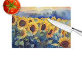 Sunflowers in Watercolor Glass Cutting Board 7