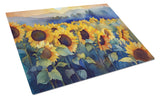 Sunflowers in Watercolor Glass Cutting Board 7