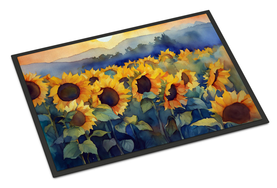 Sunflowers in Watercolor Doormat 1