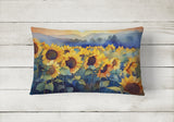 Rectangle Sunflowers in Watercolor Throw Pillow 3