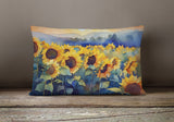 Rectangle Sunflowers in Watercolor Throw Pillow 3