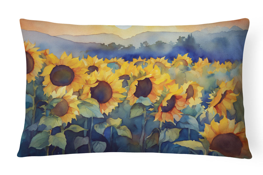 Rectangle Sunflowers in Watercolor Throw Pillow 3