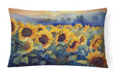 Rectangle Sunflowers in Watercolor Throw Pillow 3