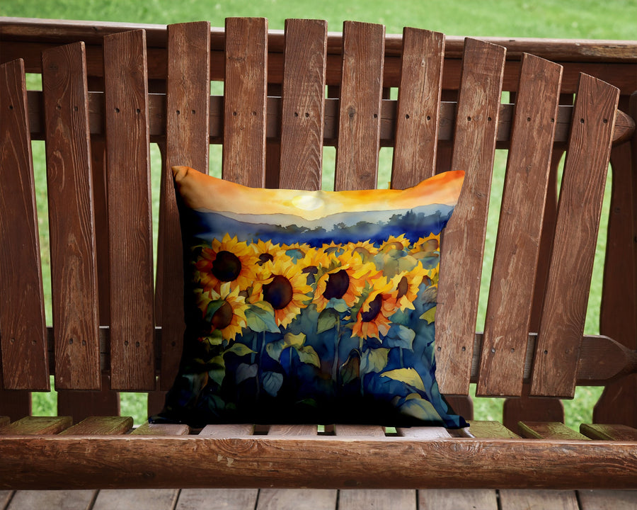 Square Sunflowers in Watercolor Throw Pillow 13