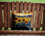 Square Sunflowers in Watercolor Throw Pillow 13