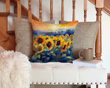 Square Sunflowers in Watercolor Throw Pillow 13