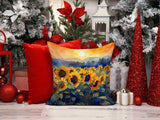 Square Sunflowers in Watercolor Throw Pillow 13