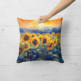 Square Sunflowers in Watercolor Throw Pillow 1