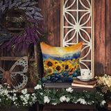 Square Sunflowers in Watercolor Throw Pillow 1