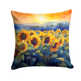 Square Sunflowers in Watercolor Throw Pillow 1