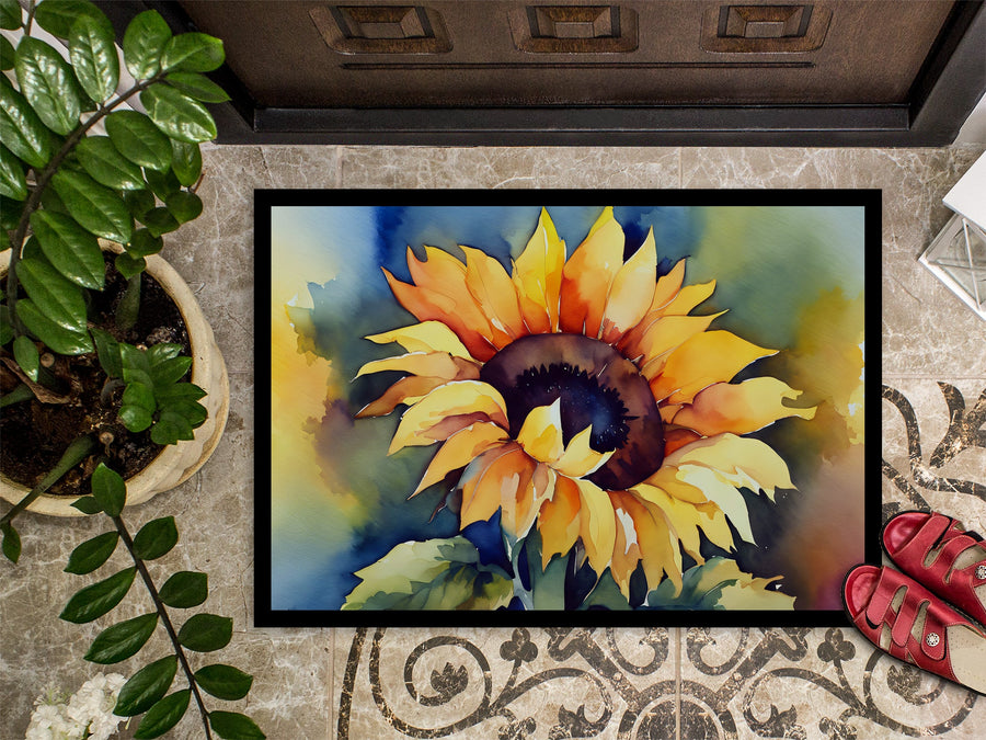 Sunflowers in Watercolor Doormat 6