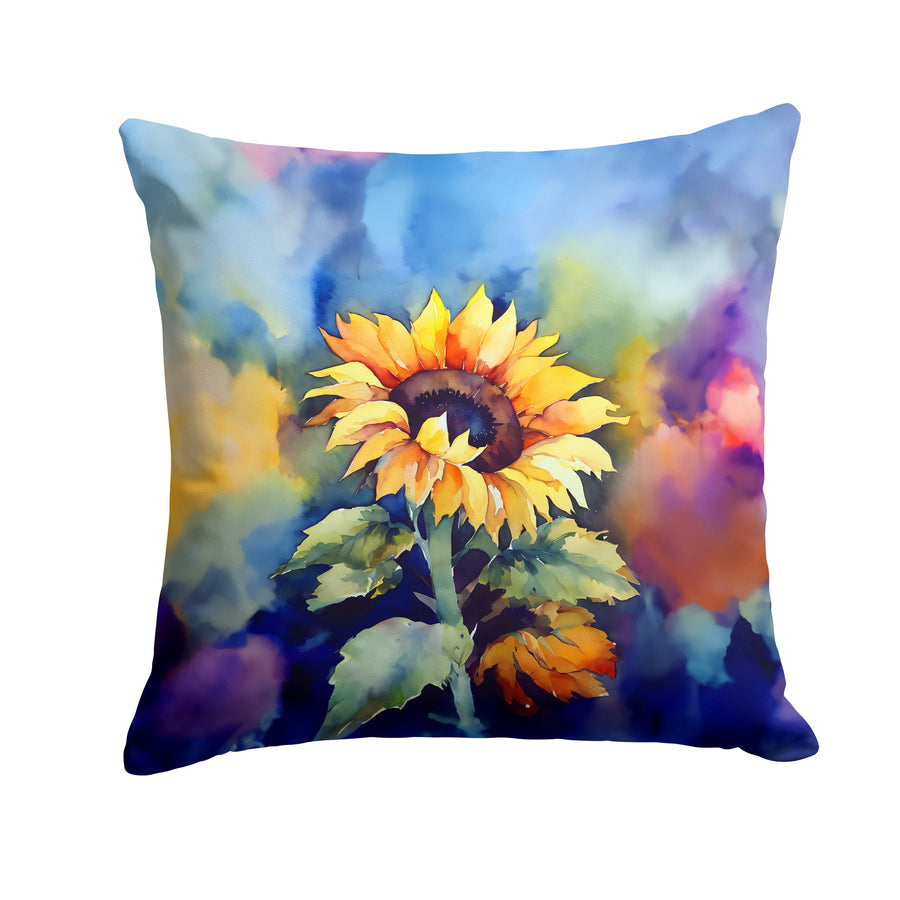 Square Sunflowers in Watercolor Throw Pillow 2
