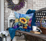 Square Sunflowers in Watercolor Throw Pillow 6