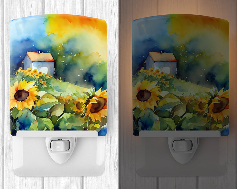 Sunflowers in Watercolor Ceramic Night Light 5