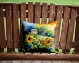 Square Sunflowers in Watercolor Throw Pillow 4