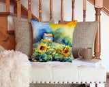 Square Sunflowers in Watercolor Throw Pillow 4