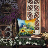 Square Sunflowers in Watercolor Throw Pillow 4