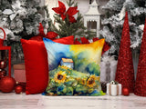 Square Sunflowers in Watercolor Throw Pillow 4