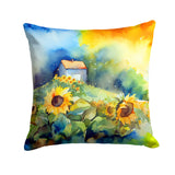 Square Sunflowers in Watercolor Throw Pillow 4
