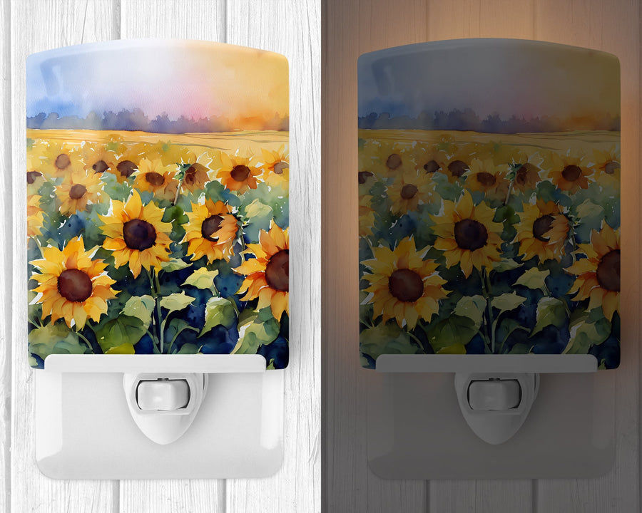 Sunflowers in Watercolor Ceramic Night Light 2