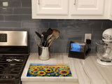 Sunflowers in Watercolor Glass Cutting Board 6