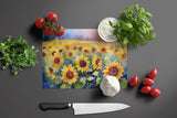 Sunflowers in Watercolor Glass Cutting Board 6