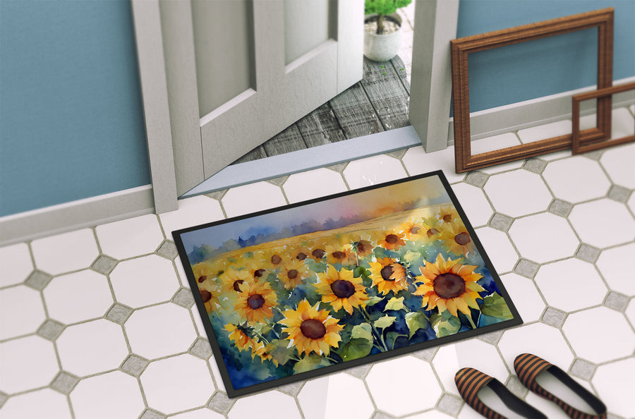 Sunflowers in Watercolor Doormat 8