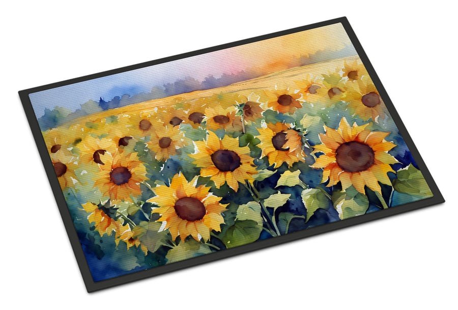 Sunflowers in Watercolor Doormat 8
