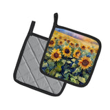 Sunflowers in Watercolor Pair of Pot Holders 5