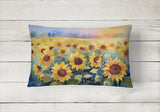 Rectangle Sunflowers in Watercolor Throw Pillow 1