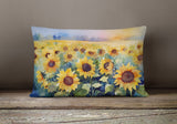 Rectangle Sunflowers in Watercolor Throw Pillow 1