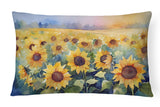 Rectangle Sunflowers in Watercolor Throw Pillow 1