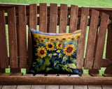 Square Sunflowers in Watercolor Throw Pillow 14