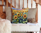 Square Sunflowers in Watercolor Throw Pillow 14