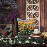 Square Sunflowers in Watercolor Throw Pillow 14