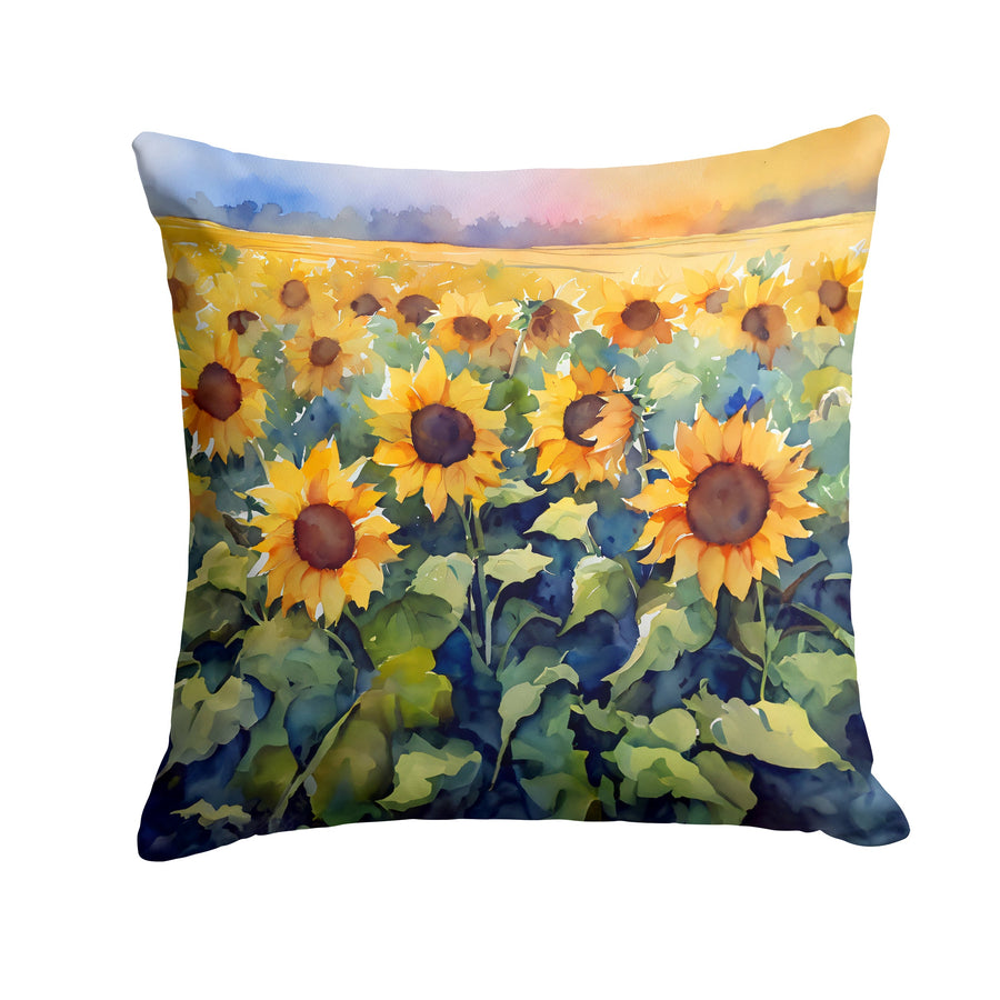 Square Sunflowers in Watercolor Throw Pillow 14