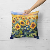 Square Sunflowers in Watercolor Throw Pillow 3