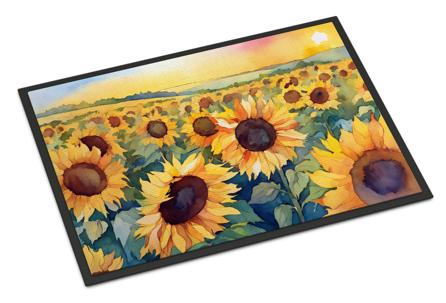 Kansas Sunflowers in Watercolor Doormat 3