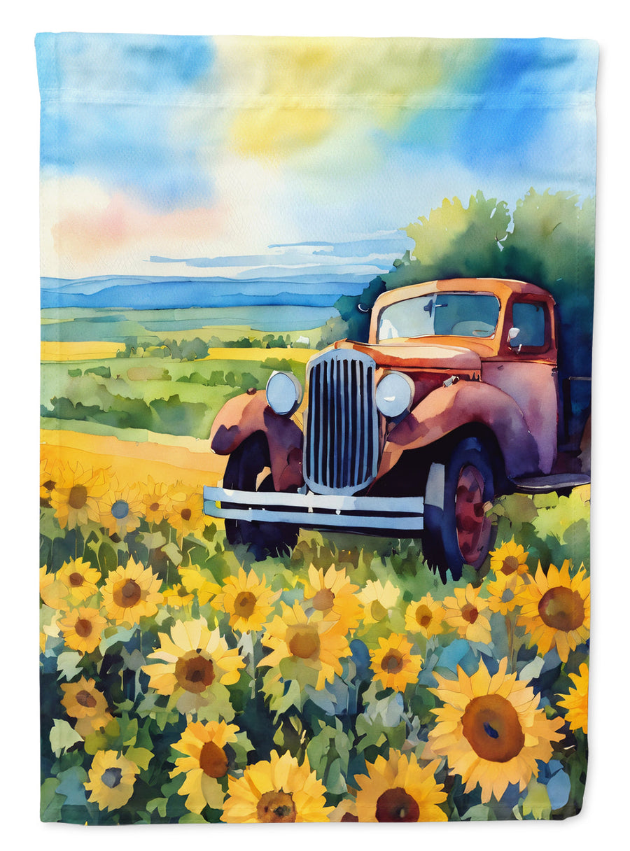 Kansas Sunflowers in Watercolor House Flag 1