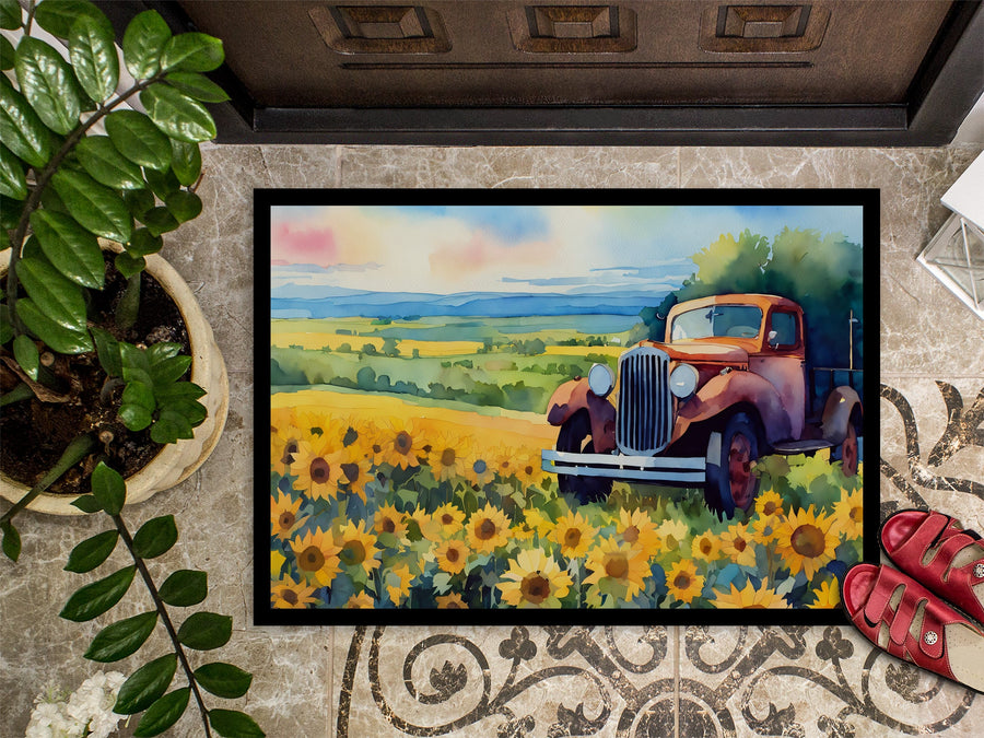 Kansas Sunflowers in Watercolor Doormat 1