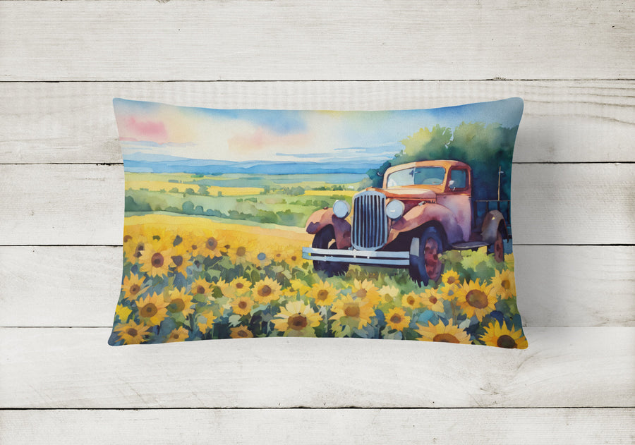 Rectangle Kansas Sunflowers in Watercolor Throw Pillow