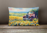 Rectangle Kansas Sunflowers in Watercolor Throw Pillow