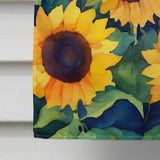 Kansas Sunflowers in Watercolor House Flag 2