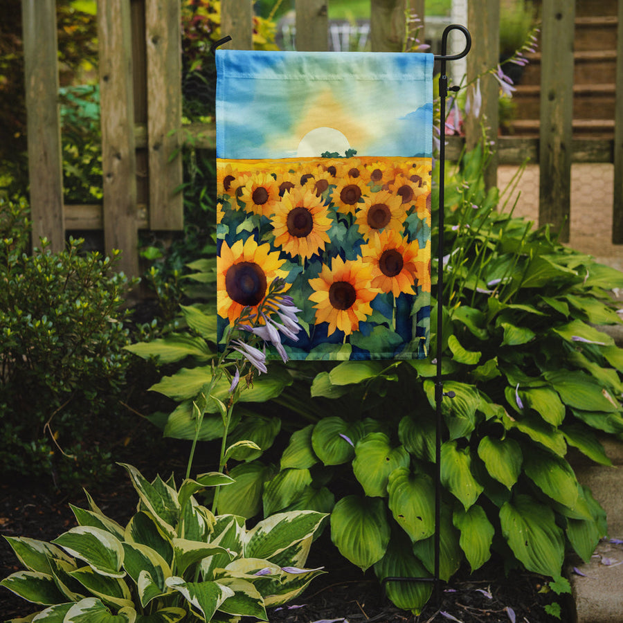 Kansas Sunflowers in Watercolor Garden Flag 1