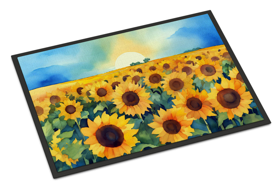 Kansas Sunflowers in Watercolor Doormat 2