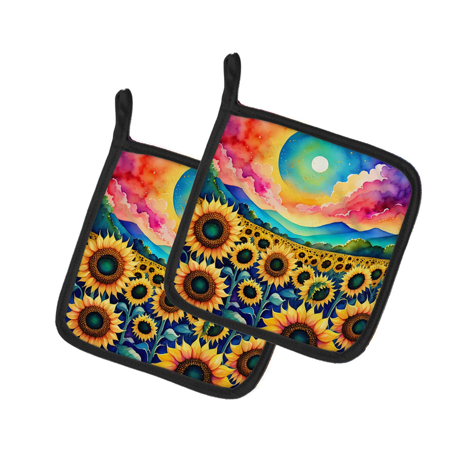 Colorful Sunflowers Pair of Pot Holders 2