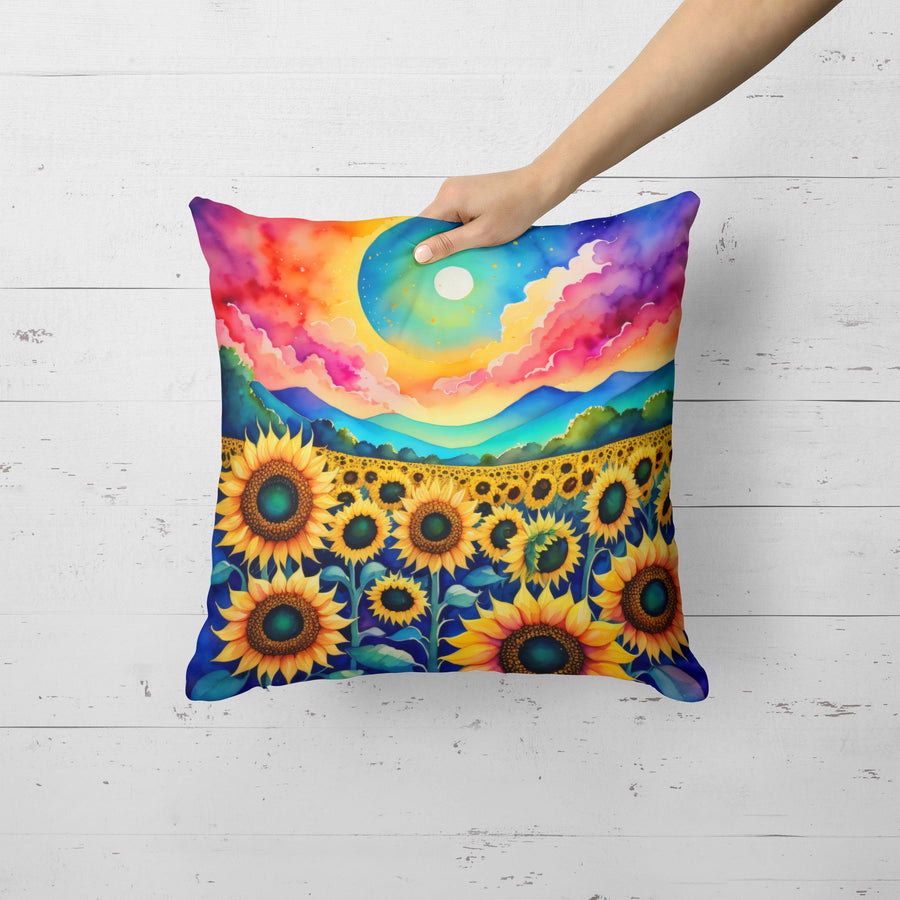 Square Colorful Sunflowers Throw Pillow 1