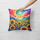 Square Colorful Sunflowers Throw Pillow 1
