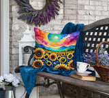 Square Colorful Sunflowers Throw Pillow 1