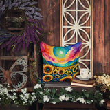 Square Colorful Sunflowers Throw Pillow 1